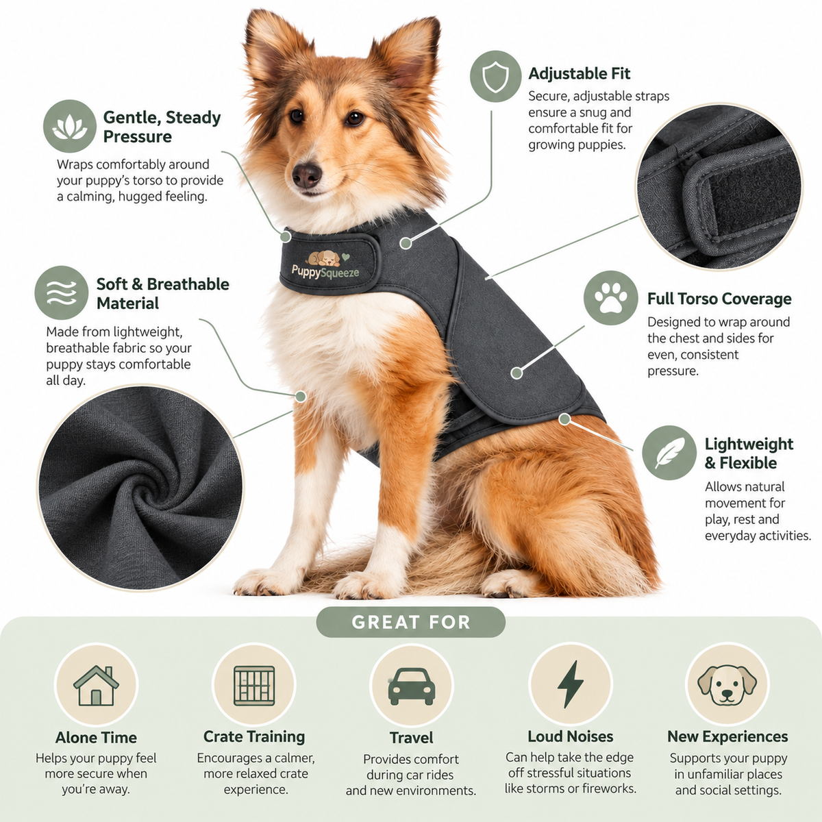 PuppySqueeze™ Calming Anxiety Vest